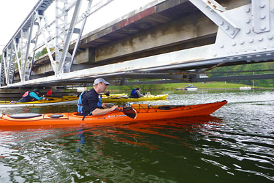 Kayaking under Brass Point Bridge
